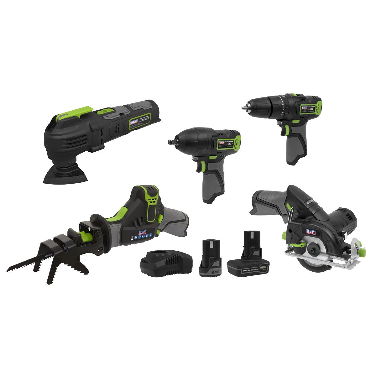 Sealey 5 x 10.8V SV10.8 Series Cordless Combo Kit - 2 Batteries CP108VCOMBO8EU