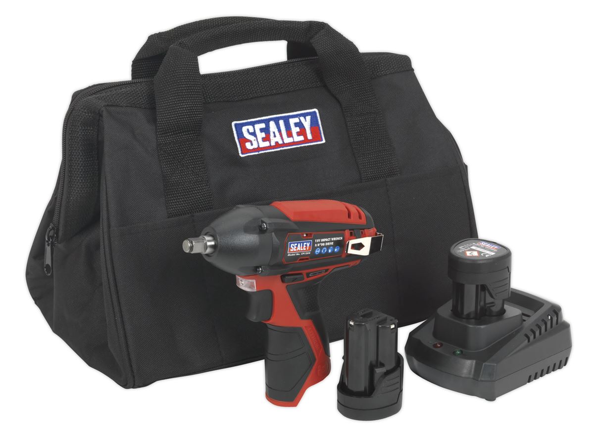 Sealey Impact Wrench Kit 3/8"Sq Drive 12V SV12 Series - 2 Batteries CP1204KIT