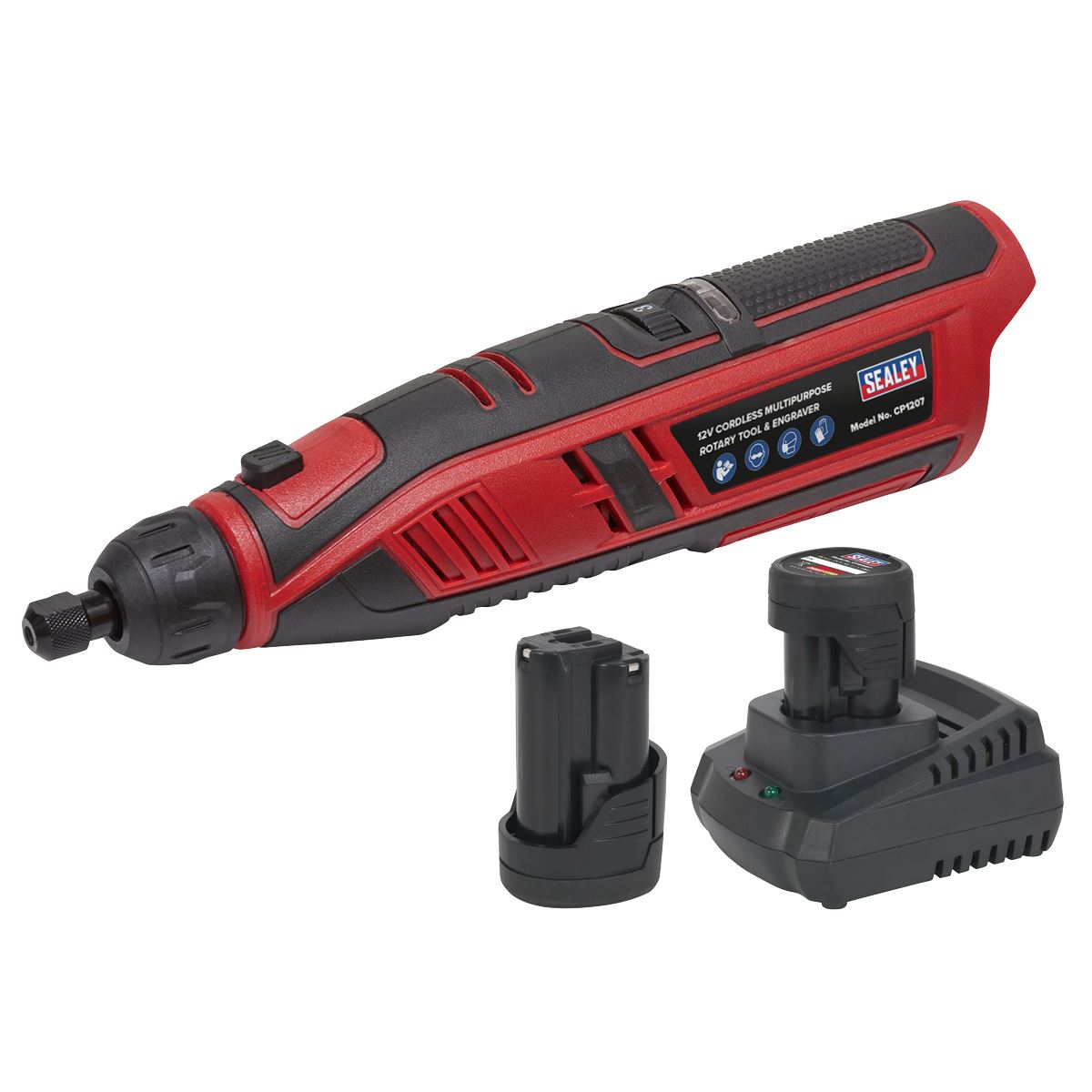 Sealey Cordless Rotary Tool & Engraver Kit 49pc 12V SV12 Series - 2 Batteries CP1207KIT