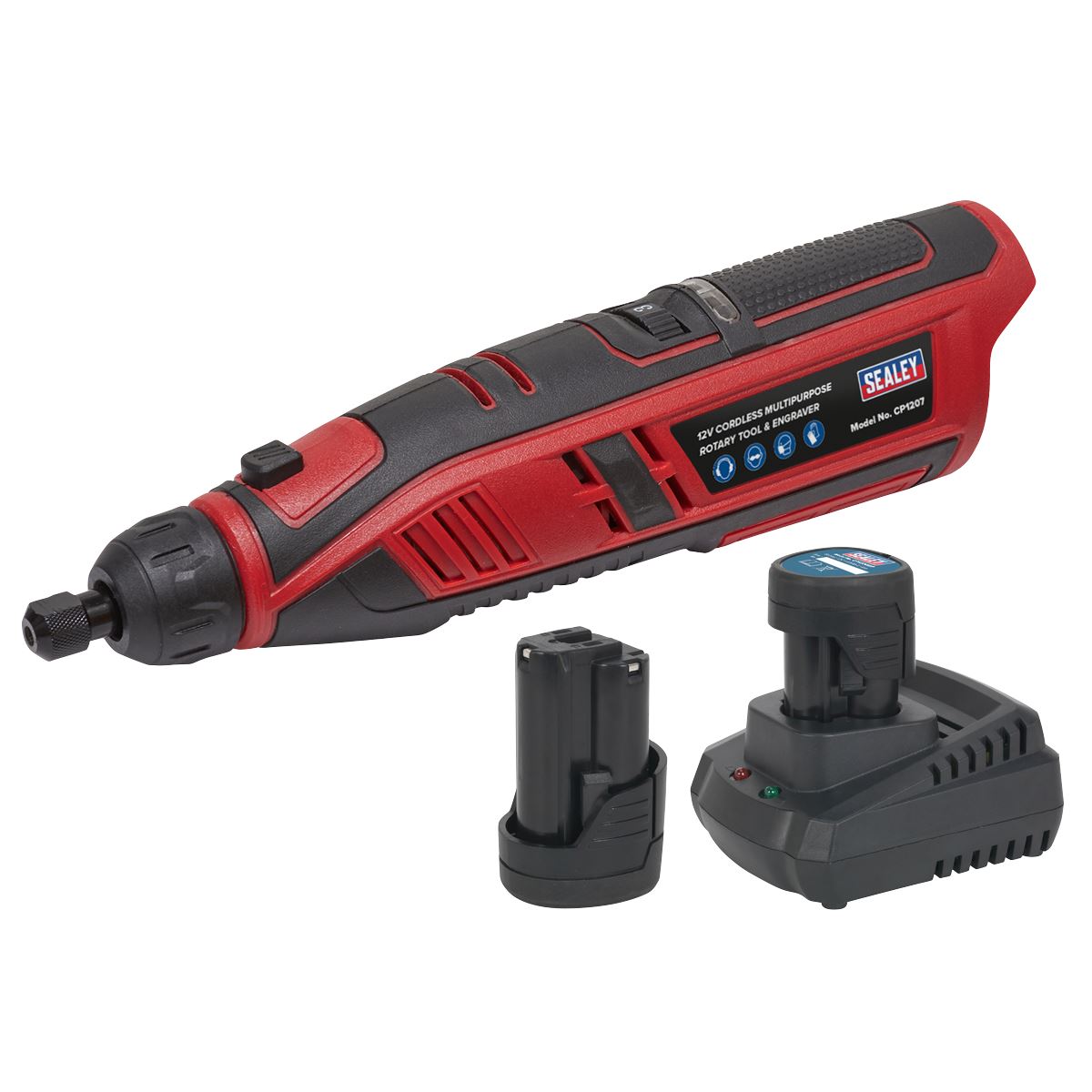 Sealey Cordless Rotary Tool & Engraver Kit 49pc 12V SV12 Series - 2 Batteries CP1207KIT