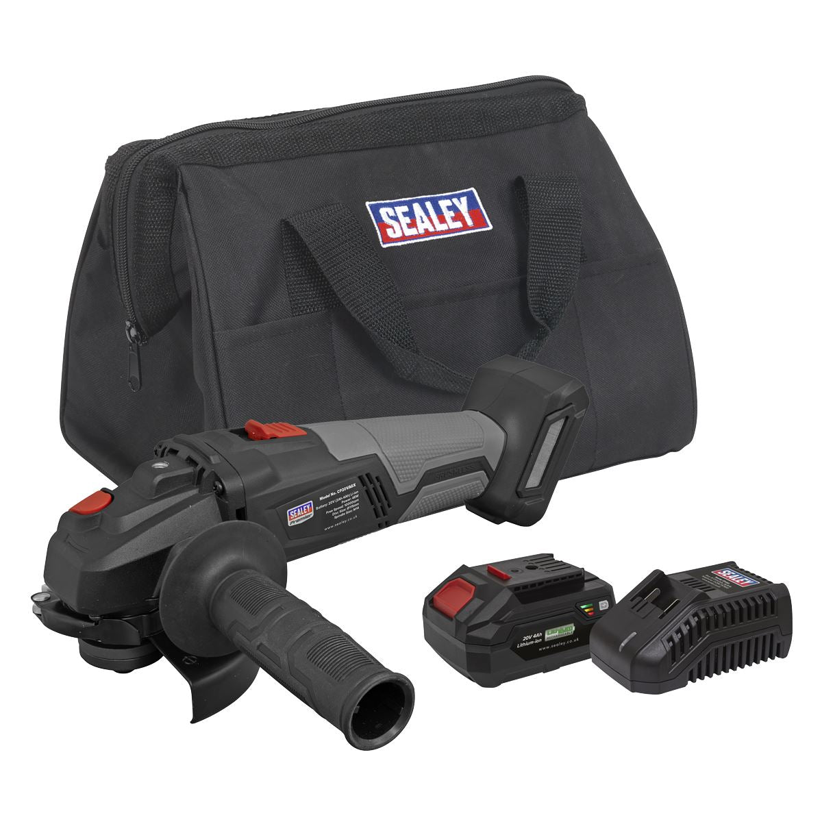 Sealey Brushless Angle Grinder Kit �115mm 20V 4Ah SV20 Series CP20VAGXKIT1