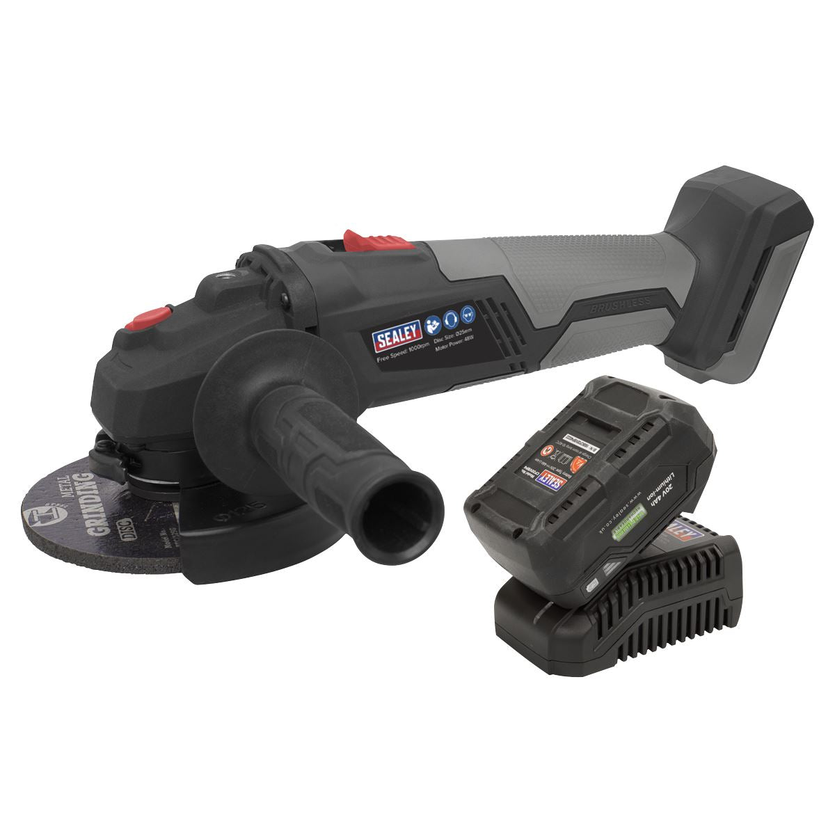 Sealey Brushless Angle Grinder Kit �115mm 20V 4Ah SV20 Series CP20VAGXKIT1