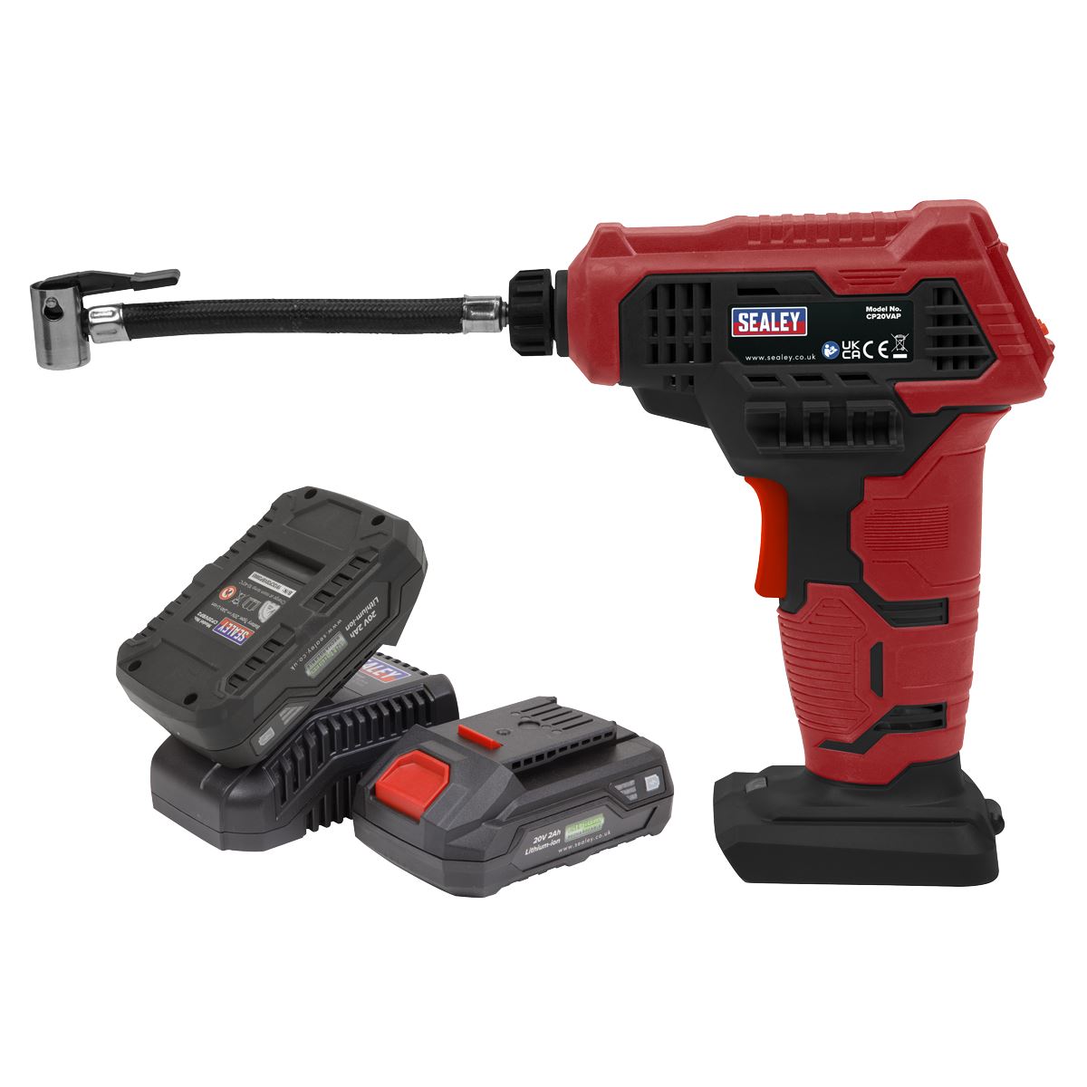 Sealey Cordless Air Pump Kit 20V SV20 Series - 2 Batteries CP20VAPKIT