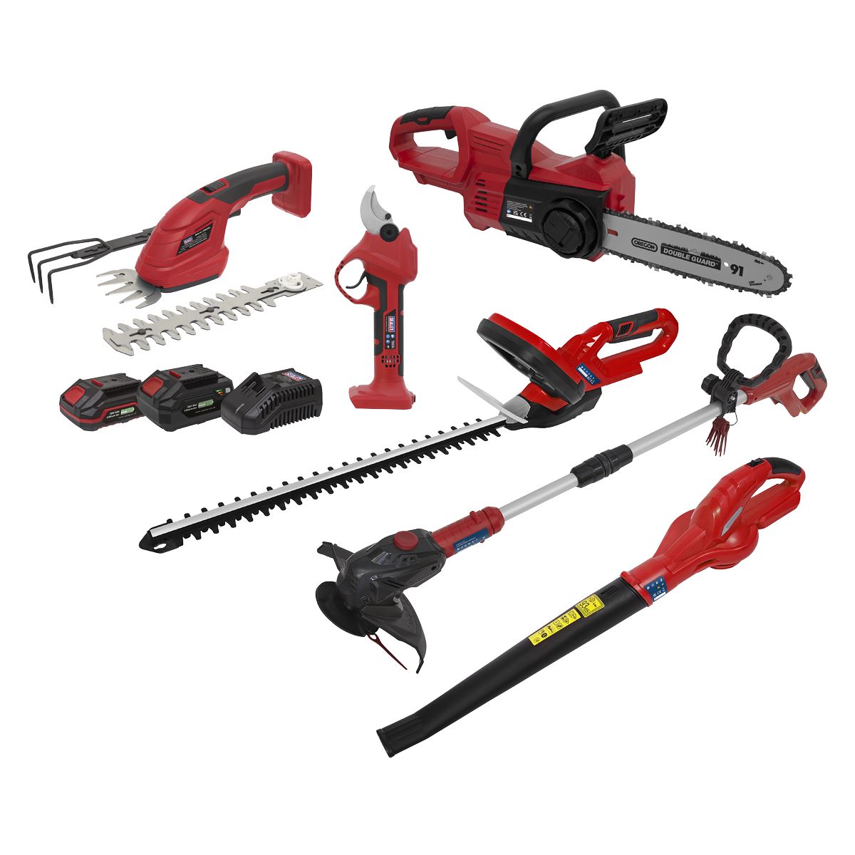 Sealey 6 x 20V SV20 Series Garden Maintenance Combo Kit - 2 Batteries CP20VCOMBO15