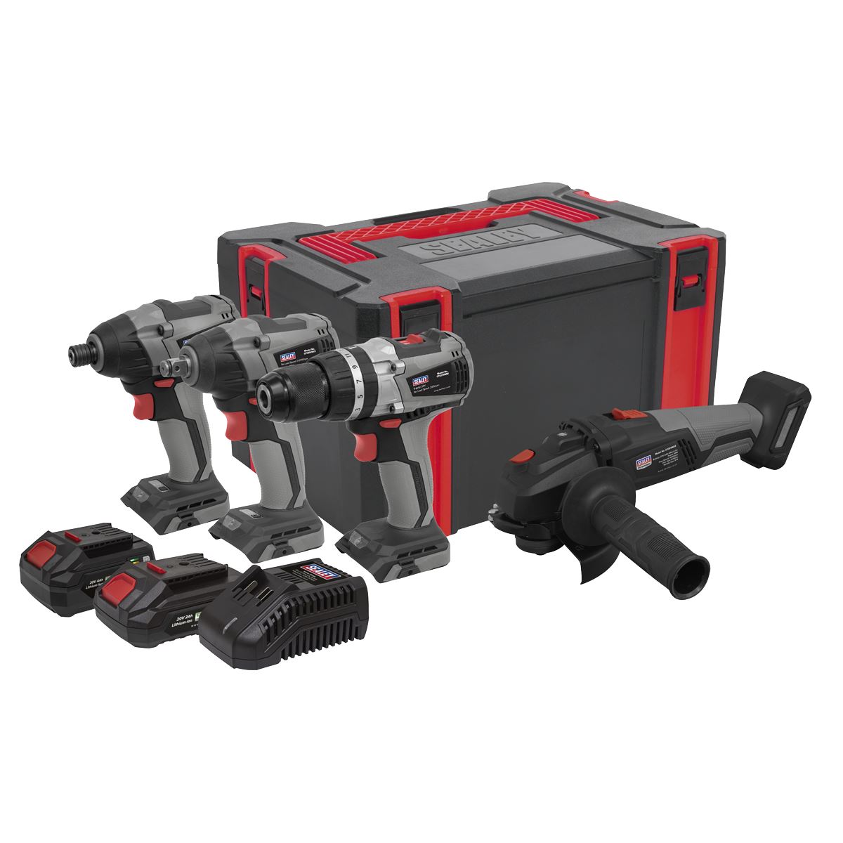 Sealey 4 x 20V SV20 Series Brushless Tool Combo - 2 Batteries CP20VCOMBOX1