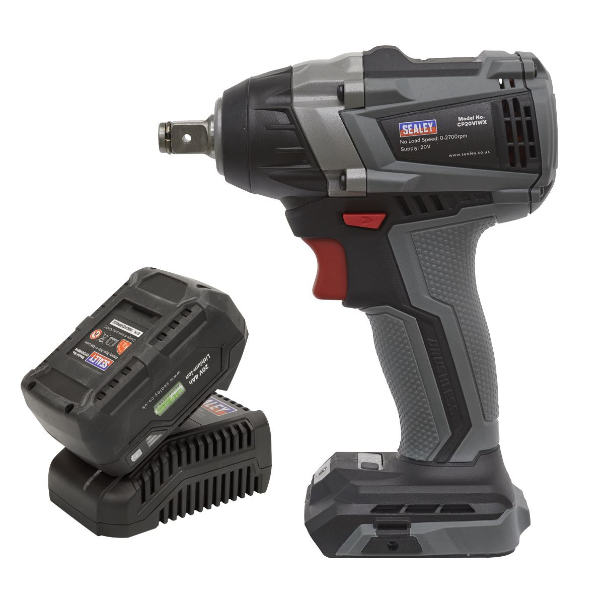 Sealey Brushless Impact Wrench Kit 1/2"Sq Drive 20V SV20 Series 350Nm 4Ah CP20VIWXKIT1