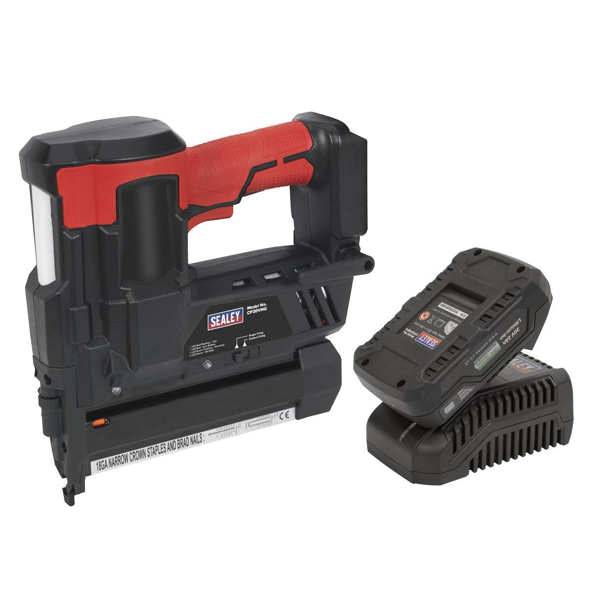 Sealey Cordless Nail/Staple Gun 18G 20V 2Ah SV20 Series Lithium-ion CP20VNGKIT1
