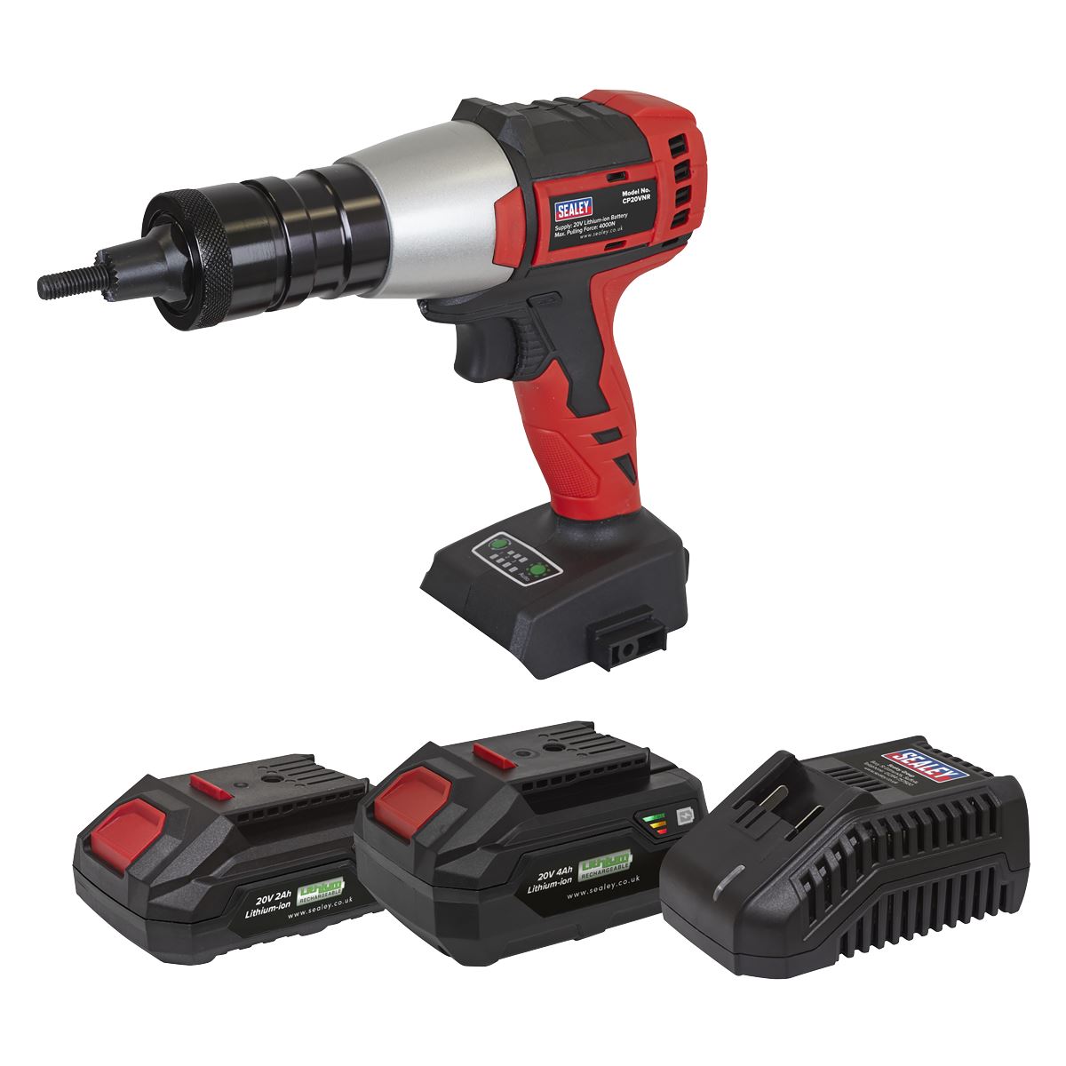 Sealey Cordless Nut Riveter 20V SV20 Series 2 Batteries Brushless CP20VNRKIT