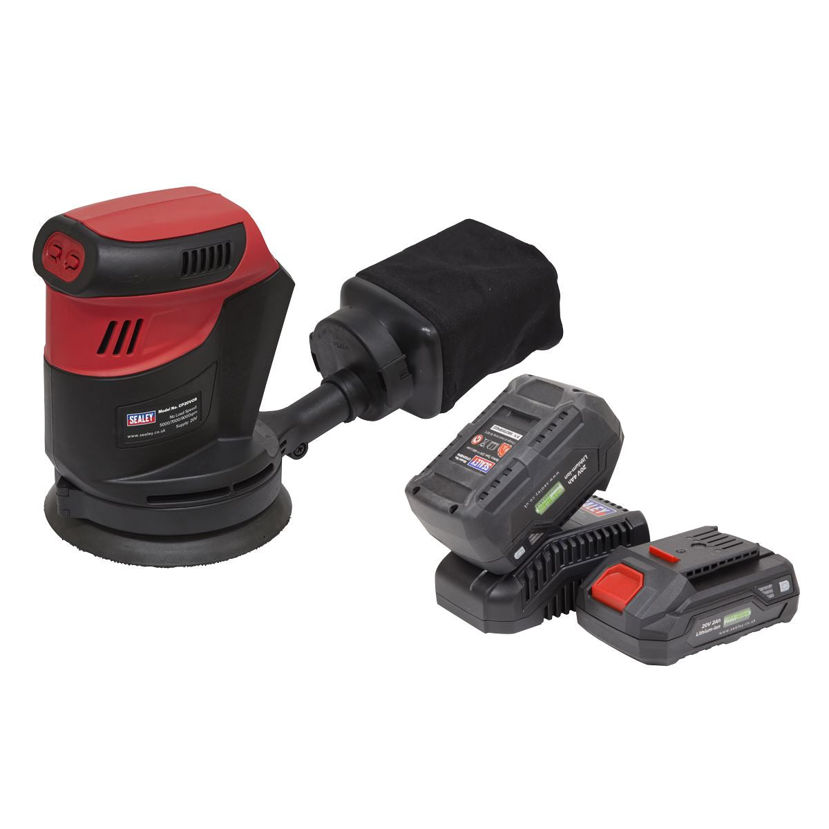Sealey Cordless Orbital Palm Sander Kit �125mm 20V SV20 Series - 2 Batteries CP20VOSKIT