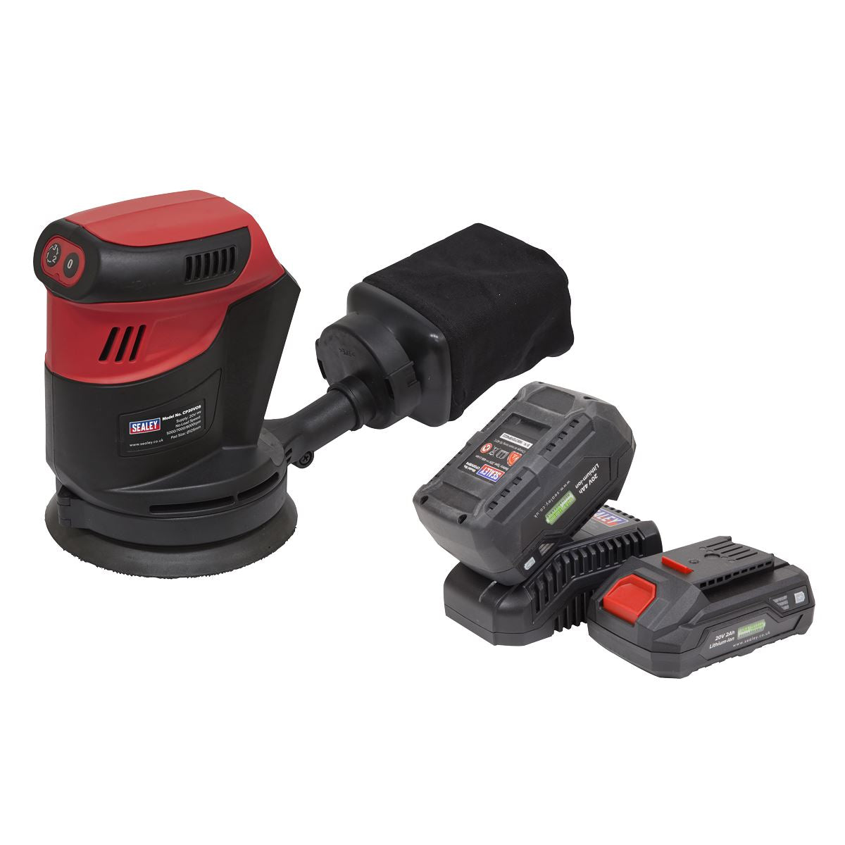 Sealey Cordless Orbital Palm Sander Kit �125mm 20V SV20 Series - 2 Batteries CP20VOSKIT