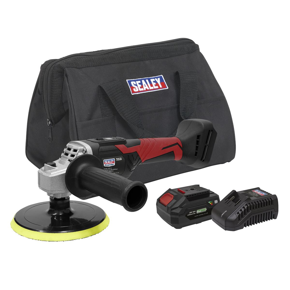 Sealey Premier SV20 Series 150mm Cordless Rotary Polisher 20V 4Ah - Euro Plug CP20VRPKITEU