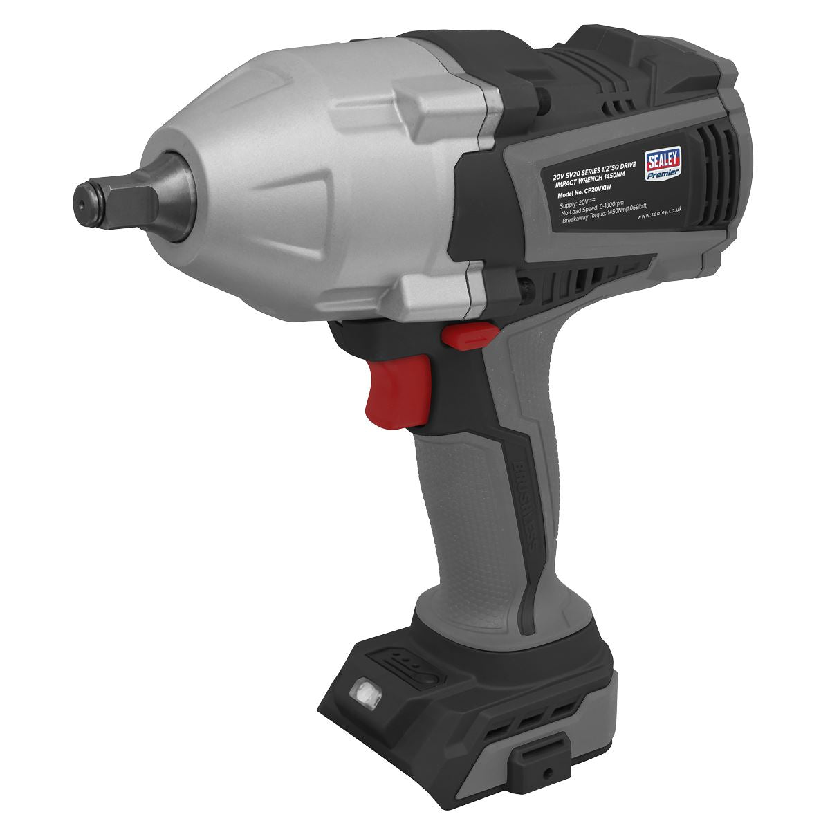 Sealey Impact Wrench 20V SV20 Series 1/2" Body Only Torque 1450Nm CP20VXIW