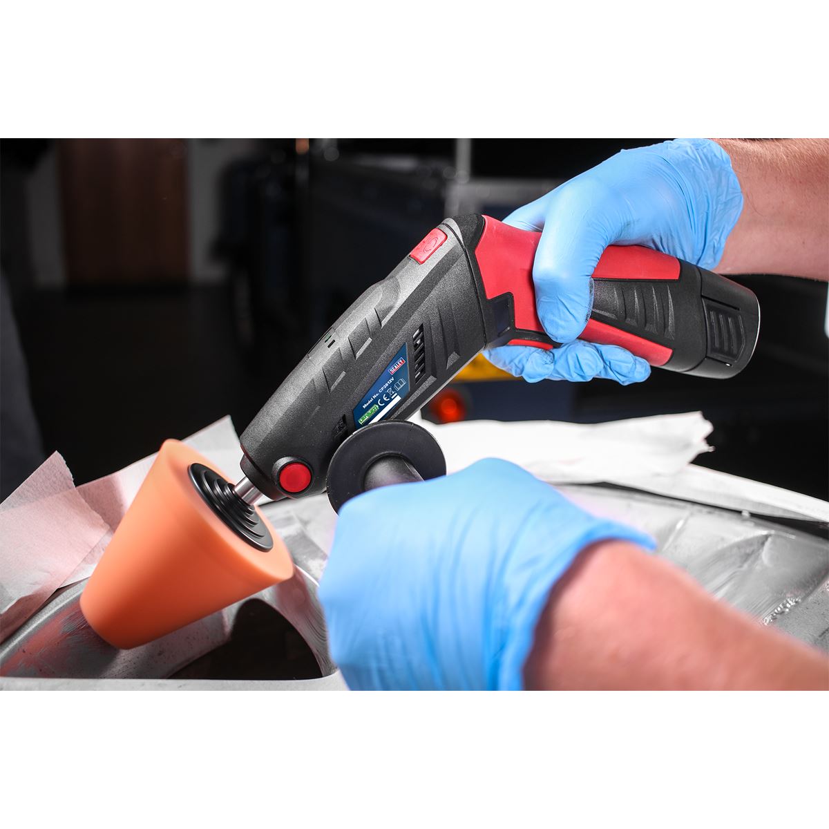 Sealey Cordless Mini Sander/Polisher Kit �75mm 12V Lithium-ion CP2812V