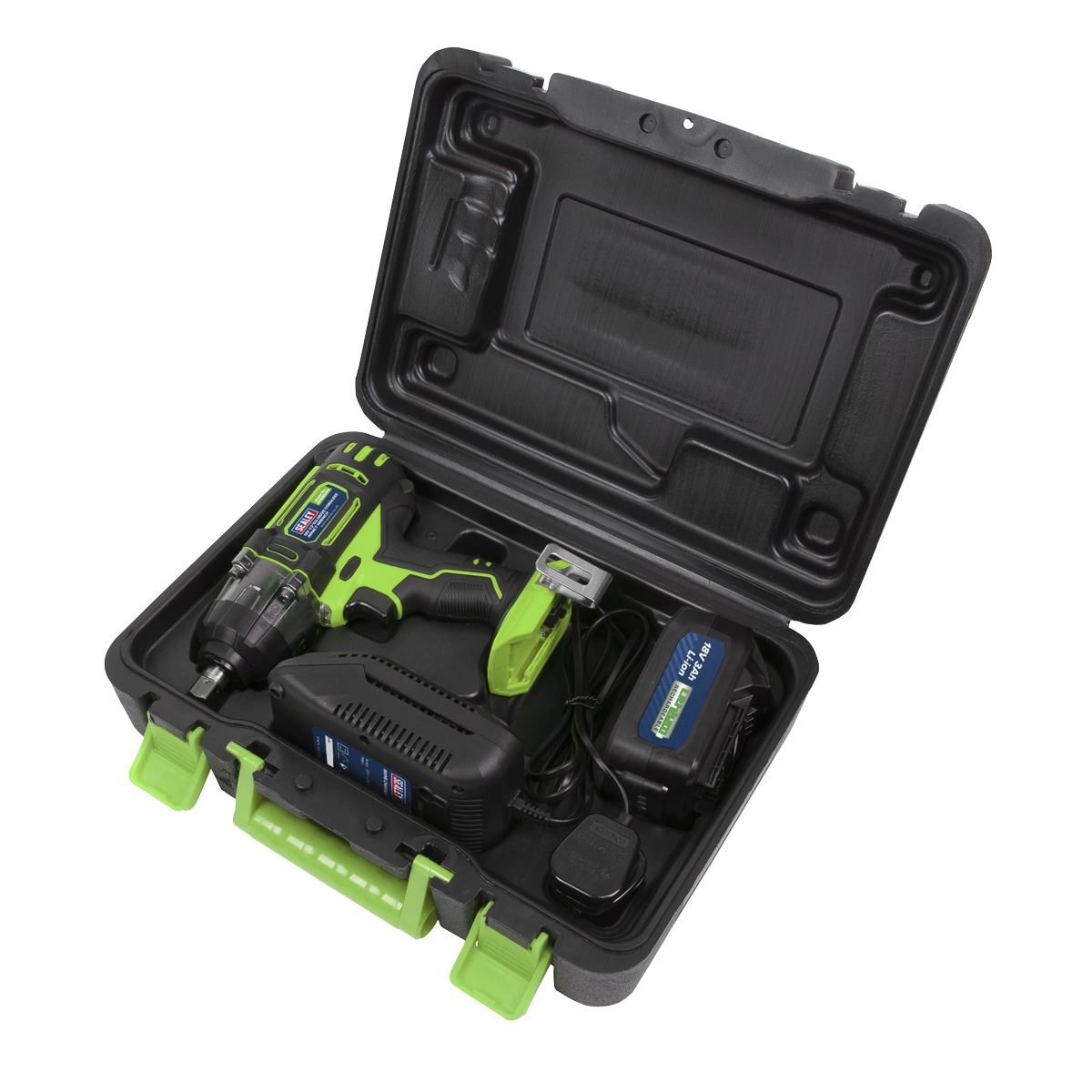 Sealey Cordless Impact Wrench 18V 3Ah Lithium-ion 1/2"Sq Drive Hi-Vis CP400LIHV