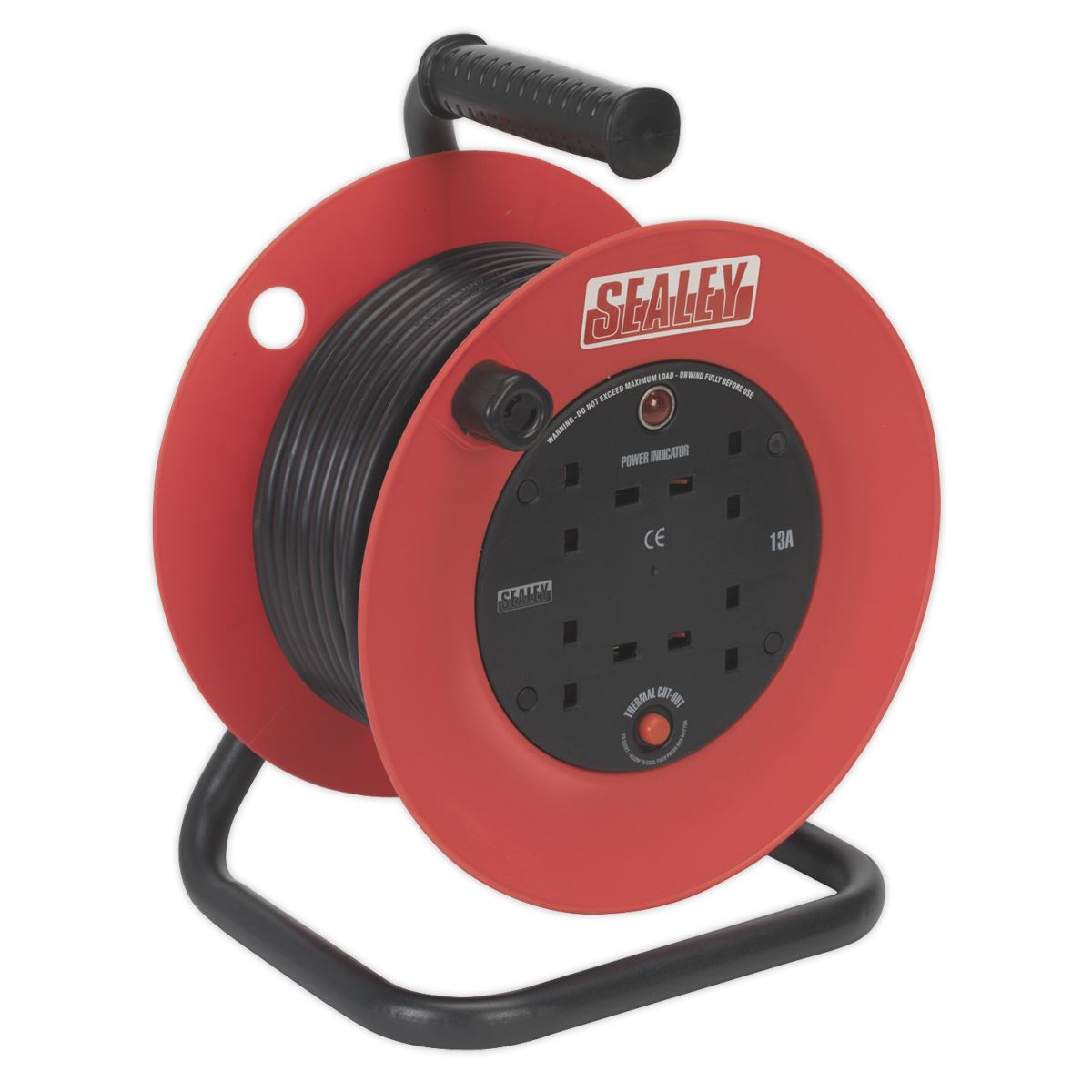Sealey Cable Reel 25m 4 x 230V 1.5mm� Heavy-Duty Thermal Trip CR25/1.5