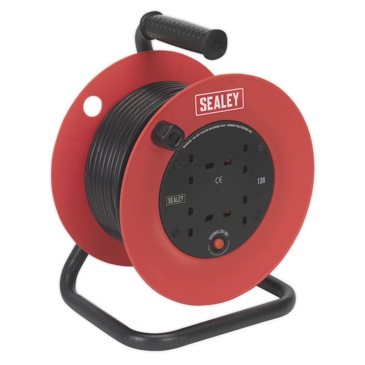 Sealey Cable Reel 25m 4 x 230V 1.5mm� Heavy-Duty Thermal Trip CR25/1.5