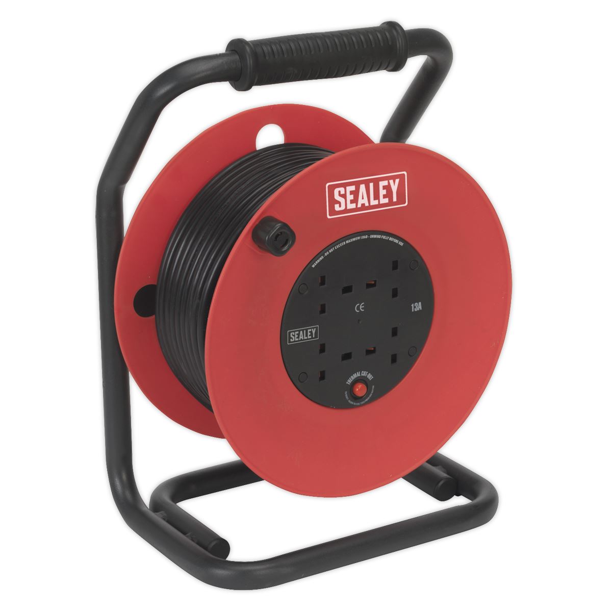 Sealey Cable Reel 50m 4 x 230V 1.5mm� Heavy-Duty Thermal Trip CR50/1.5
