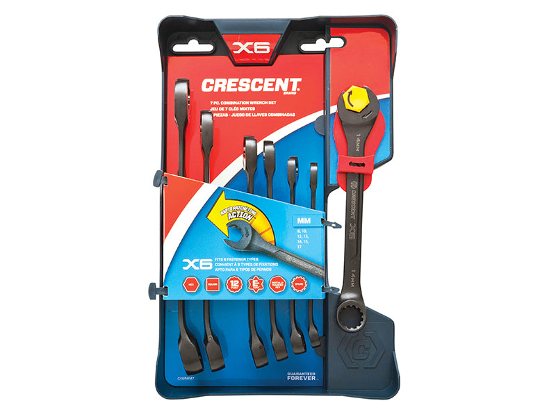 Crescent® X6™ Open End Ratcheting Spanner Set, 7 Piece CRECX6RWM7