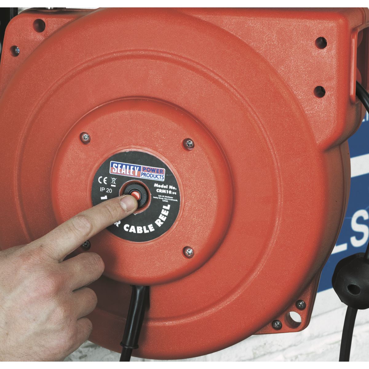 Sealey Cable Reel System Retractable 10m 2 x 230V Socket CRM10