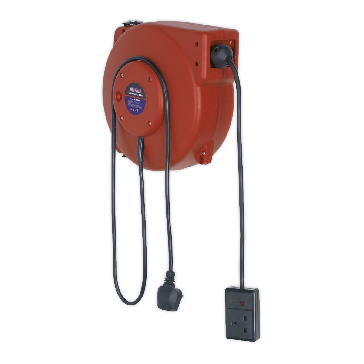 Sealey Cable Reel System Retractable 15m 2 x 230V Socket CRM15