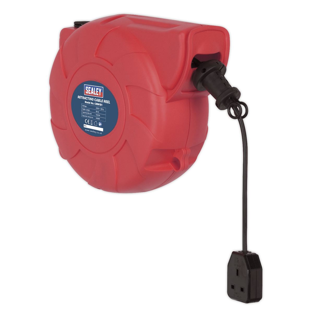 Sealey Cable Reel System Retractable 15m 1 x 230V Socket CRM151