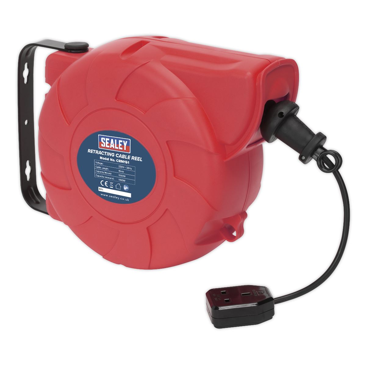 Sealey Cable Reel System Retractable 15m 1 x 230V Socket CRM151