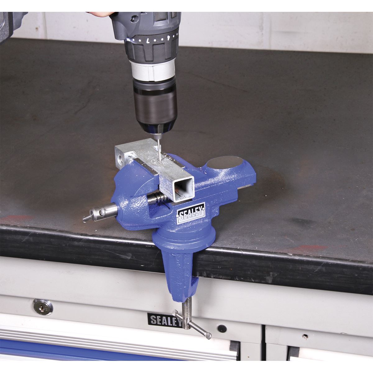 Sealey 50mm Portable Bench & Table Vice with 360� Swivel Base CV50