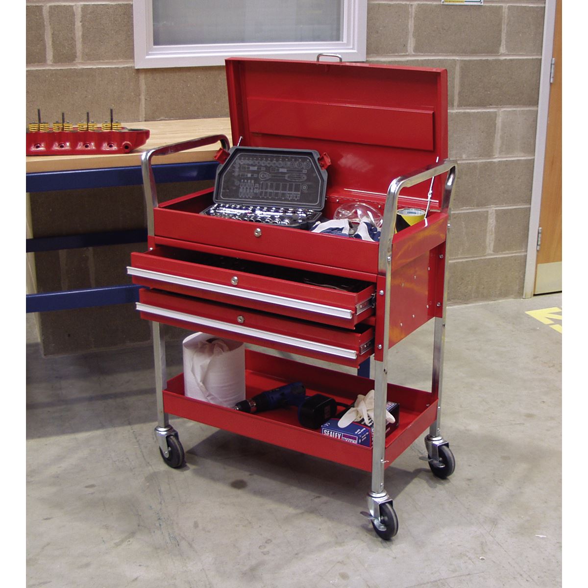 Sealey Trolley 2-Level Heavy-Duty with Lockable Top & 2 Drawers CX1042D
