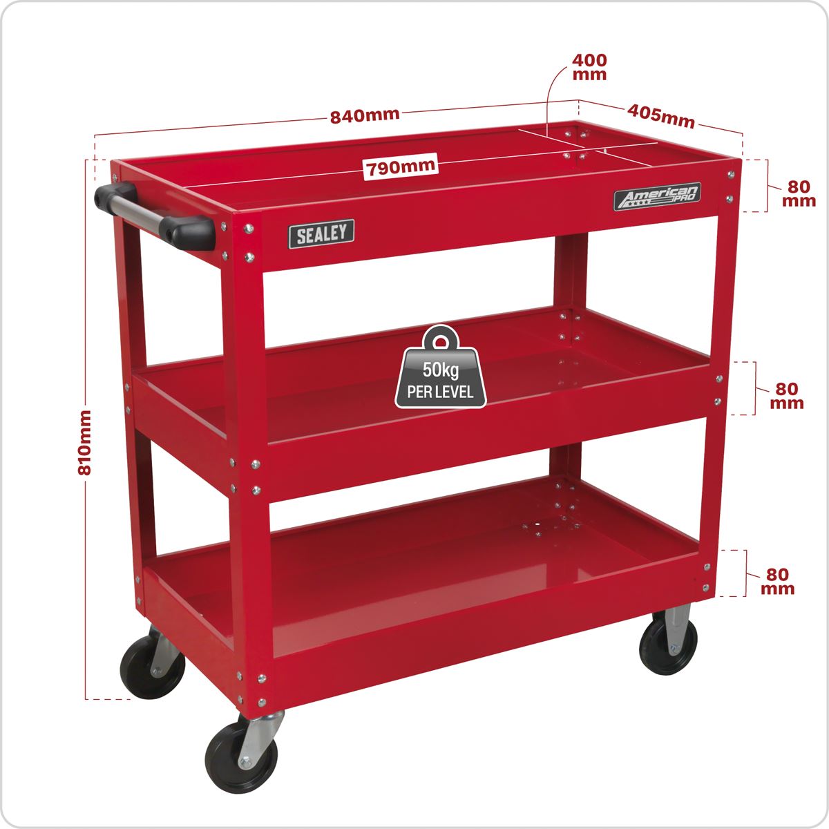 Sealey Workshop Trolley 3-Level Heavy-Duty CX108