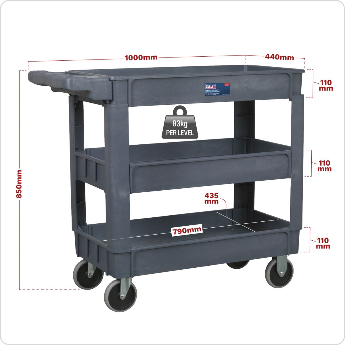 Sealey Trolley 3-Level Composite Heavy-Duty CX203