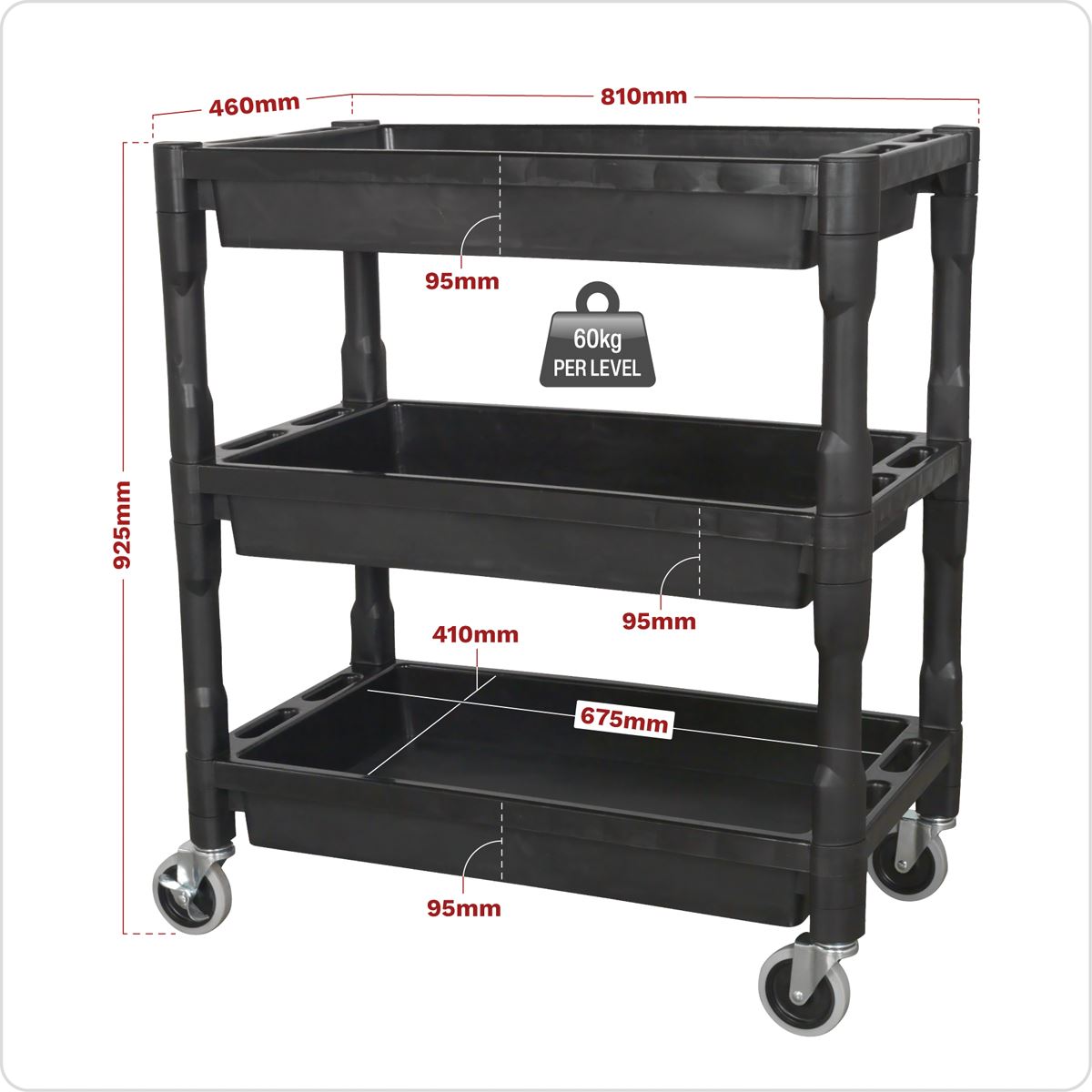 Sealey Trolley 3-Level Composite Heavy-Duty CX205