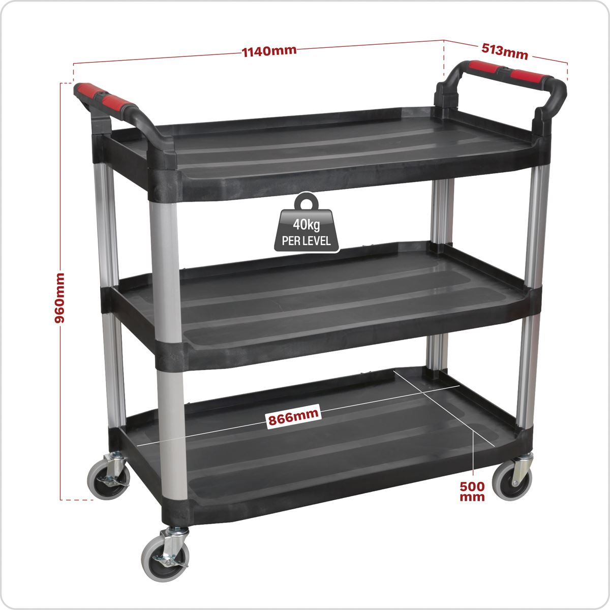 Sealey Workshop Trolley 3-Level Composite - 3 Wall CX310