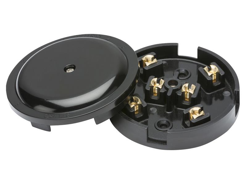 Dencon 6 Terminal Round Electric Junction Box 20A Black DCN4053BNB