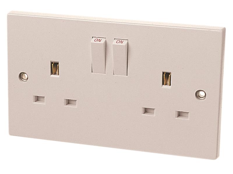 Dencon Electrical Switched Socket 2 Gang 13A With Fixing Screws DCN4409NB