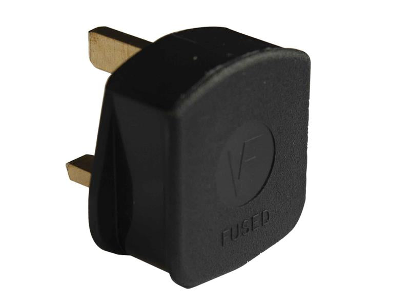 Dencon 3 Pin Rubber Electric Plug 13A Black DCN6283BNB