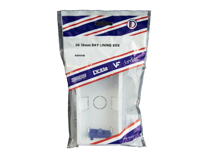 Dencon Dry Lining Box 2 Gang 36mm Adjustable With Knock Outs DCN8896NB