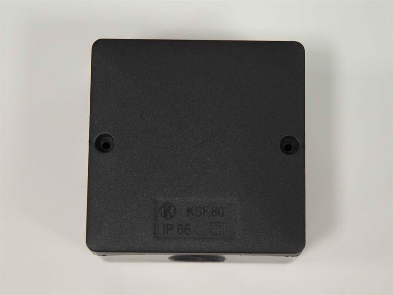 Dencon IP66 Junction Box Black 81 x 81mm Self Sealing Cable Inlets DCNJB80BNB