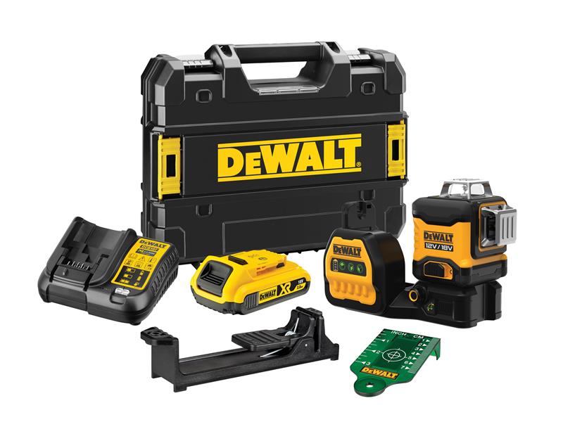 DEWALT DCE089D1G18 3 x 360° Green Multi-Line Laser 12/18V 1 x 2.0Ah Li-ion DEW089D1G18