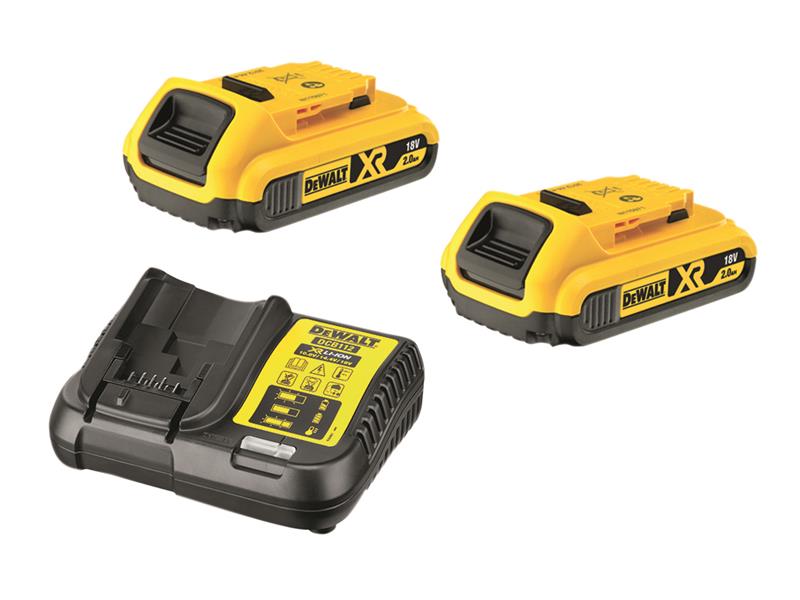 DEWALT 18V Battery And Charger Pack 2 x 2Amp Batteries And Charger DEWDCB1832C