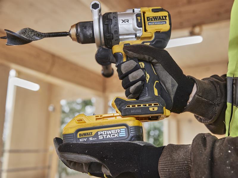 DEWALT Hammer Drill 18V 2 x 5.0Ah POWERSTACK Li-ion In Carry Case DEWDCD1007H2