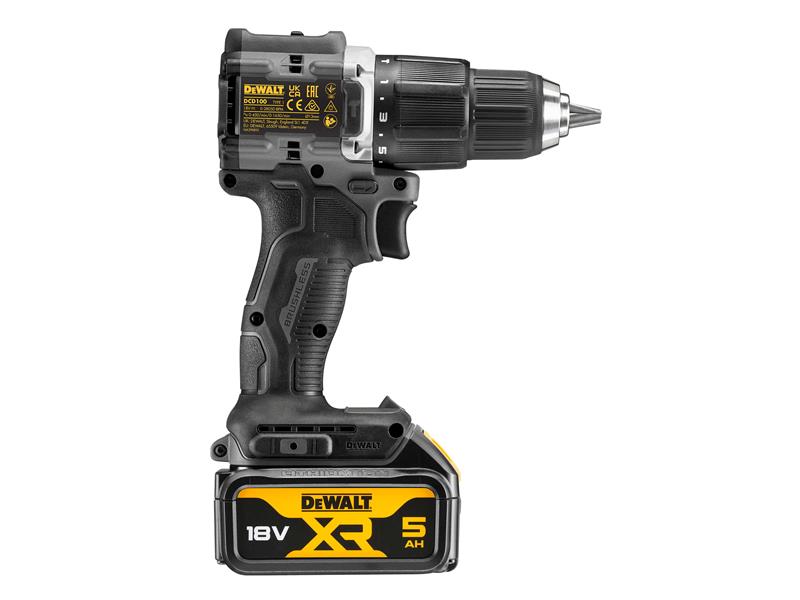 DEWALT Combi Drill 18V 2 x 5.0Ah Li-ion Keyless Chuck 100 Year DEWDCD100P2T