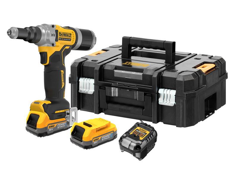 DEWALT XR 1/4in Cordless Riveter 2 x 1.7Ah POWERSTACK Li-ion DCF414E2T