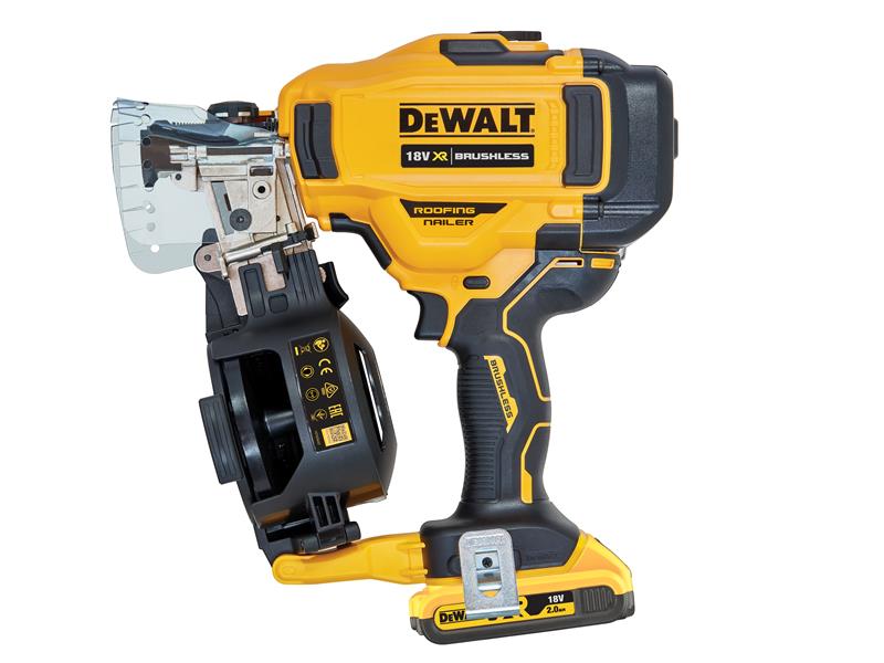 DEWALT DCN45RND2 XR Brushless Roofing Coil Nailer 18V 2 x 2.0Ah Li-ion DEWDCN45RND2