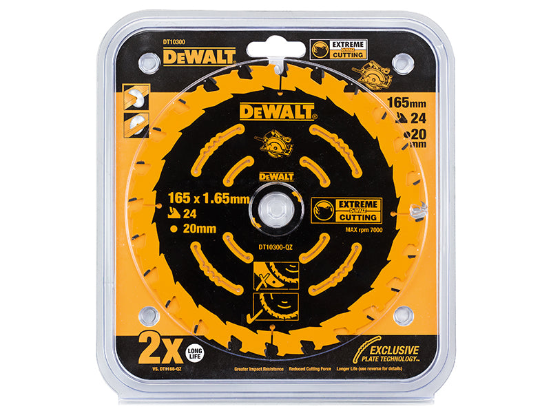 DEWALT Extreme Framing Circular Saw Blade 165 x 20mm x 24T DEWDT10300QZ