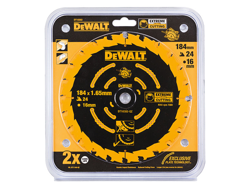 DEWALT Extreme Framing Circular Saw Blade 184 x 16mm x 24T DEWDT10302QZ