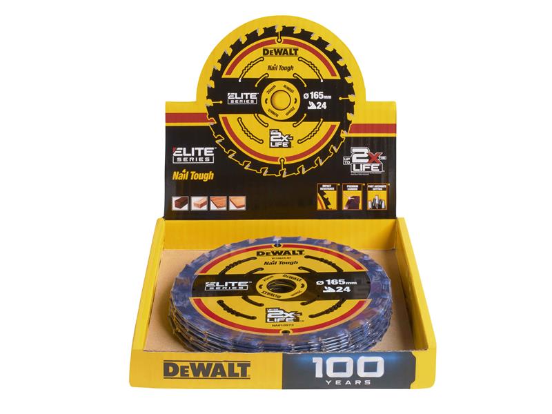 DEWALT 24T 165mm Circular Saw Blade CDU 10 Blades ELITE Series DEWDT10400QZ