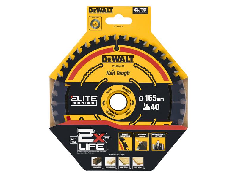 DEWALT Cordless Extreme Framing Circular Saw Blade 165 x 20mm x 40T DEWDT10640QZ