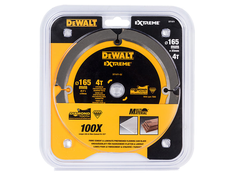 DEWALT Extreme PCD Fibre Cement Saw Blade 165 x 20mm x 4T DEWDT1471QZ