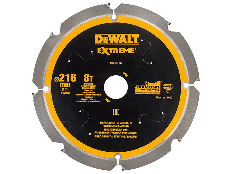 DEWALT Extreme PCD Fibre Cement Saw Blade 216 x 30mm x 8T DEWDT1473QZ