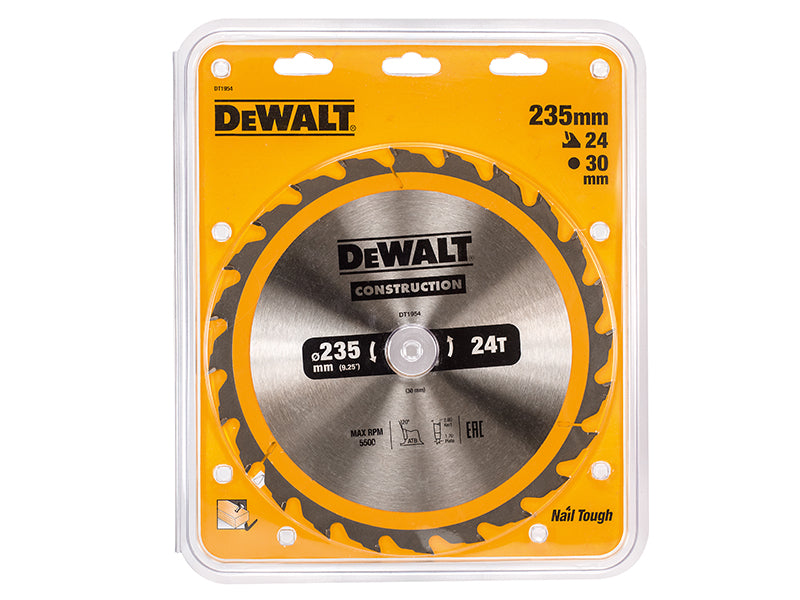 DEWALT Portable Construction Circular Saw Blade 235 x 30mm x 24T DEWDT1954QZ